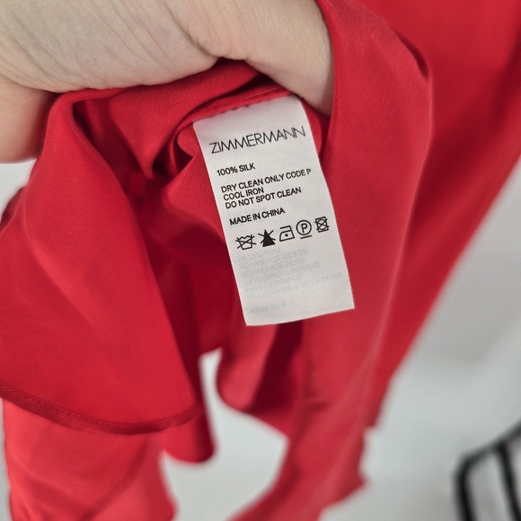 Zimmermann Silk Midi Wrap Dress in Red Size 1 Medium - Picture 8 of 12